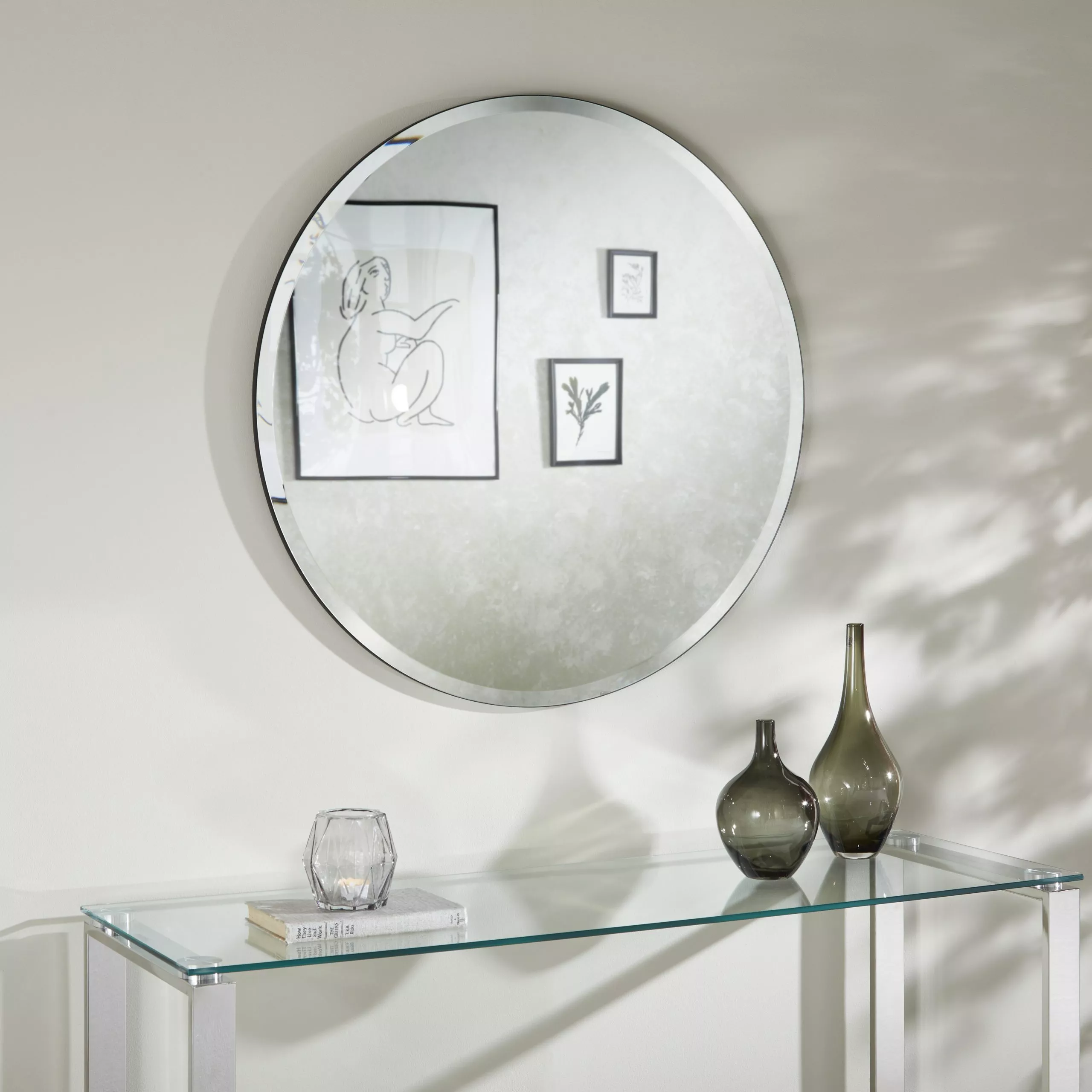 Simplistic Bevelled Round Mirror 80cm
