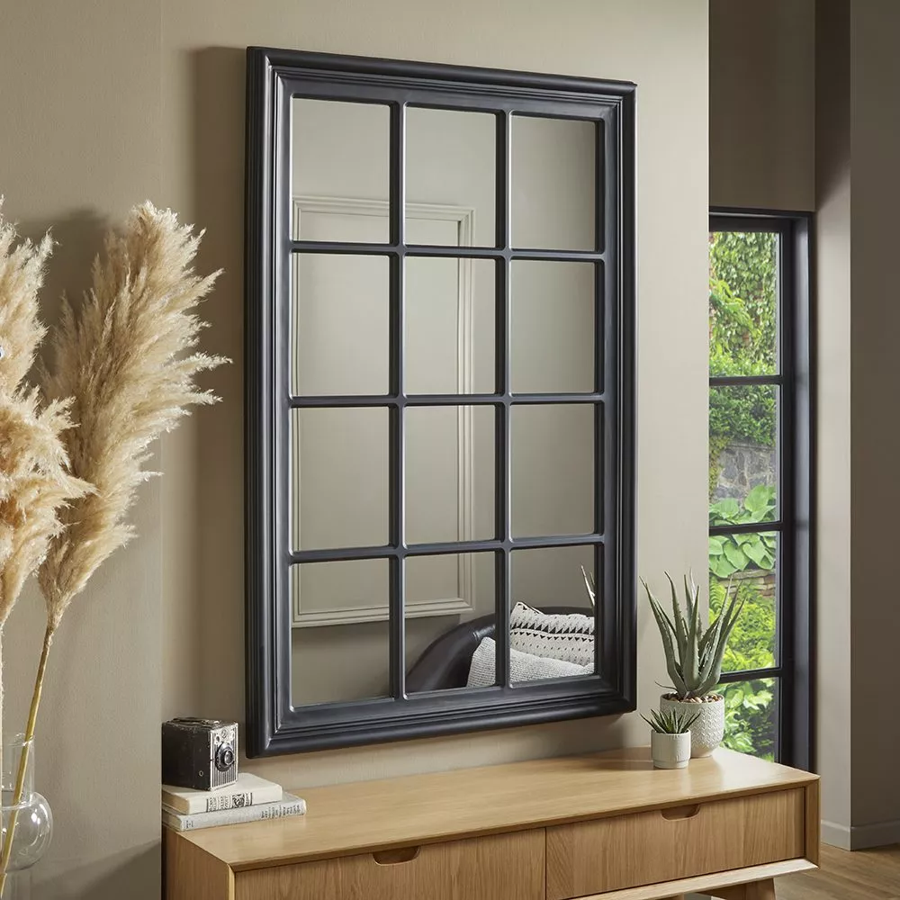 Cambridge Black Window Mirror 120cm x 80cm
