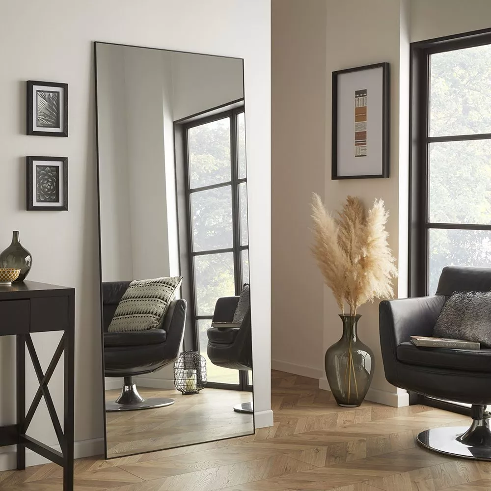 Islington Black Leaner Mirror H 180cm x W 80cm
